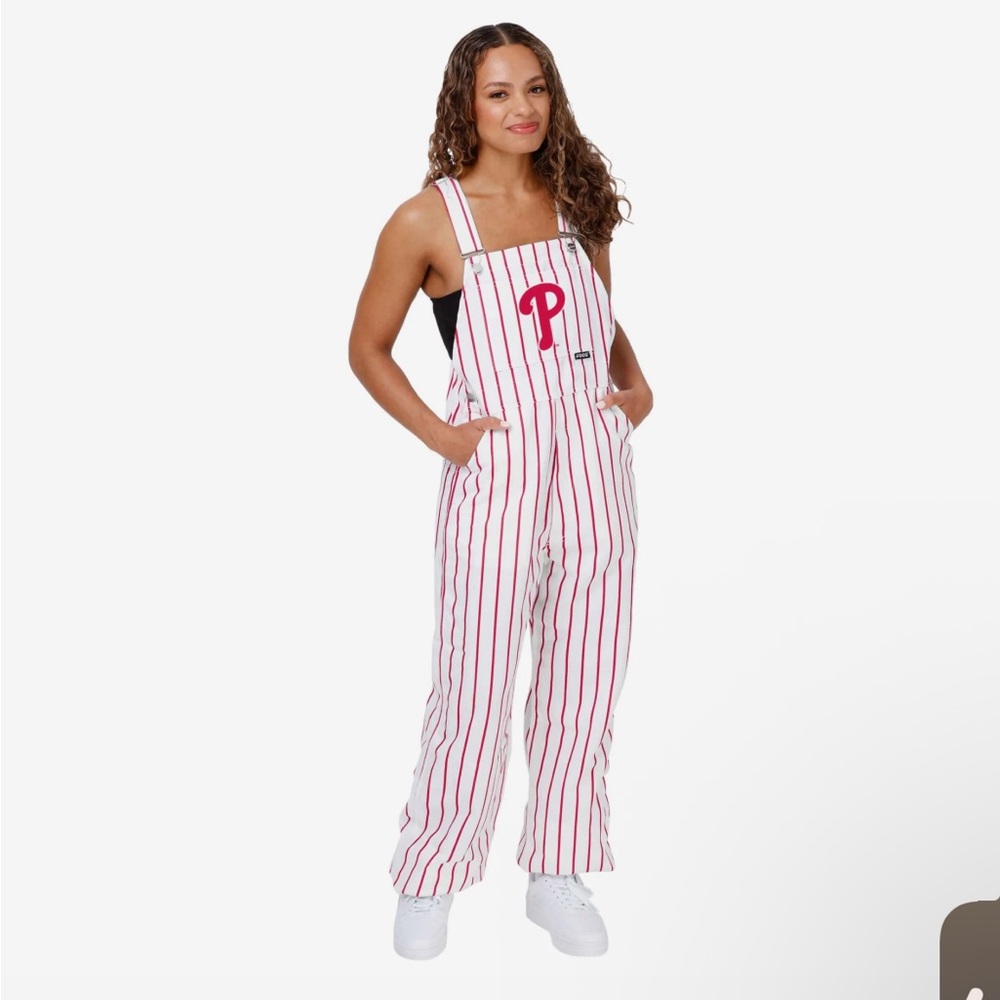 FOCO Philadelphia Phillies Pinstripe Bib Overalls NWT